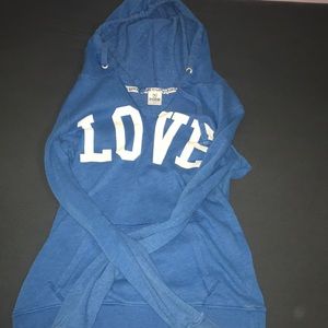 A blue Love Pink hoodie